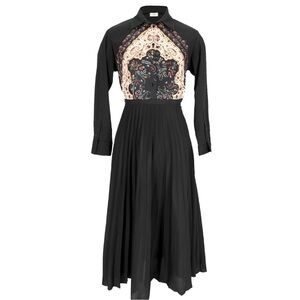 Sandro Stenia Pleated & Printed Dress In Black